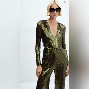 Mango Green Sequin Jumpsuit